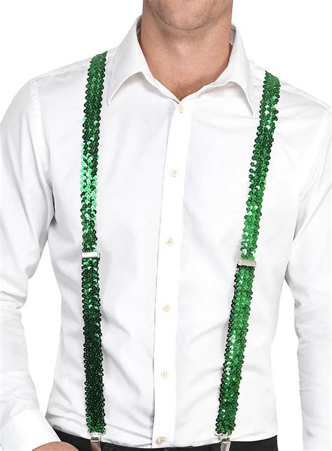 costume suspenders|green sequin costume suspenders.